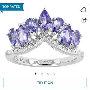 Tanzanite Sterling Silver Band - size 9